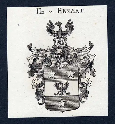 Hn. v. Henart - Henart Henardt Wappen Adel coat of arms Kupferstich  heraldry Heraldik