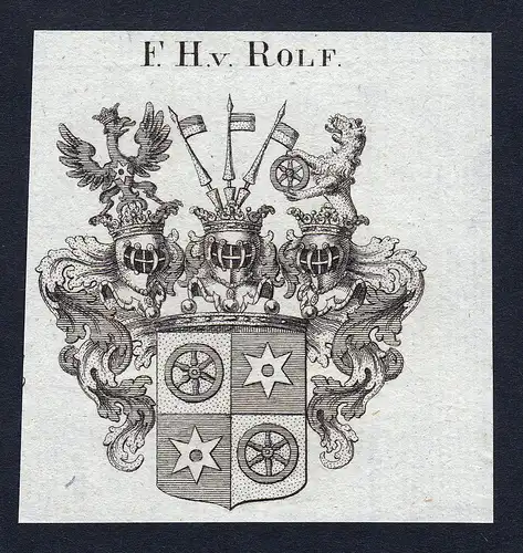 F.H. v. Rolf - Rolf Rolph Wappen Adel coat of arms Kupferstich  heraldry Heraldik
