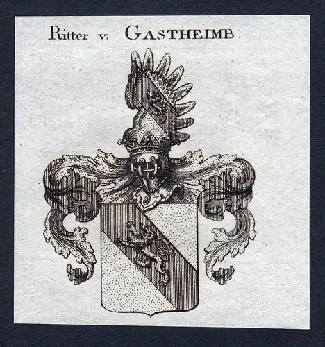 Ritter v. Gastheimb - Gastheimb Wappen Adel coat of arms Kupferstich  heraldry Heraldik