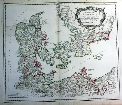 Royaume de Danemarck qui comprend le Nort-Jutland divise en les quatre Dioceses, le Sud-Jutland divise en ses