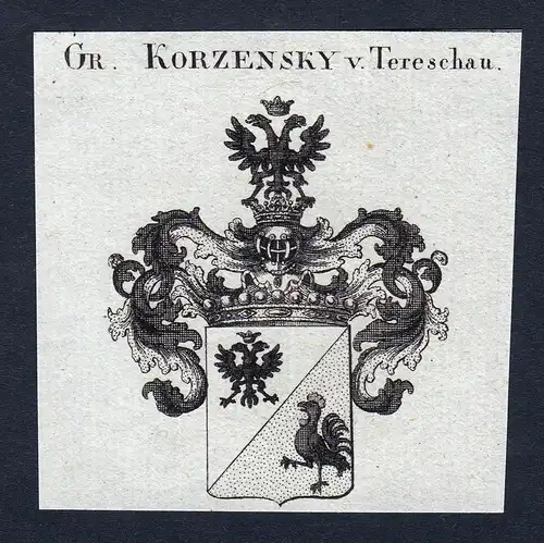 Gr. Korzensky v. Tereschau - Korzensky Tereschau Teresov Thereschau Wappen Adel coat of arms Kupferstich  hera