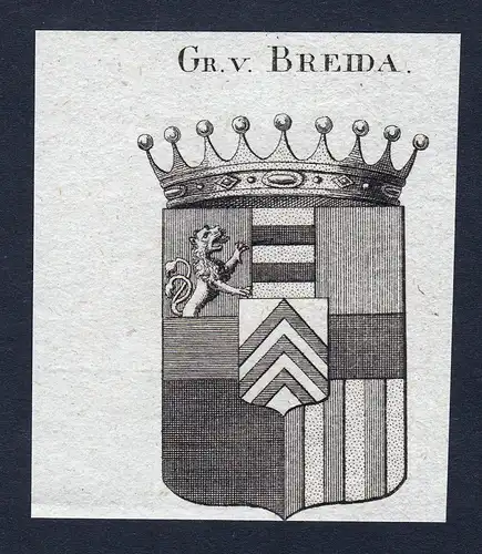 Gr. v. Breida - Breida Braida Wappen Adel coat of arms Kupferstich  heraldry Heraldik