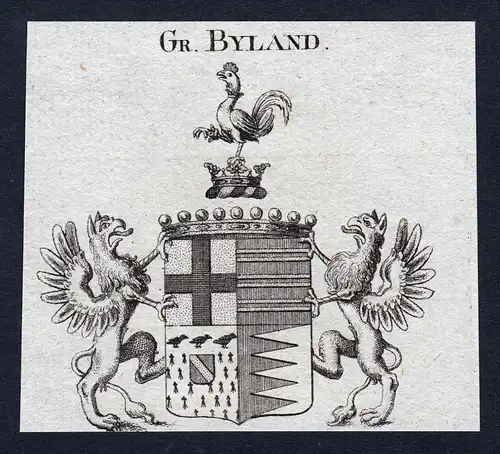 Gr. Byland - Byland Bylandt Wappen Adel coat of arms Kupferstich  heraldry Heraldik