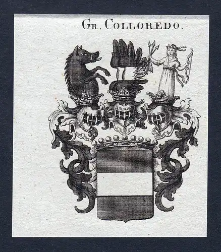 Gr. Colloredo - Colloredo Wappen Adel coat of arms Kupferstich  heraldry Heraldik