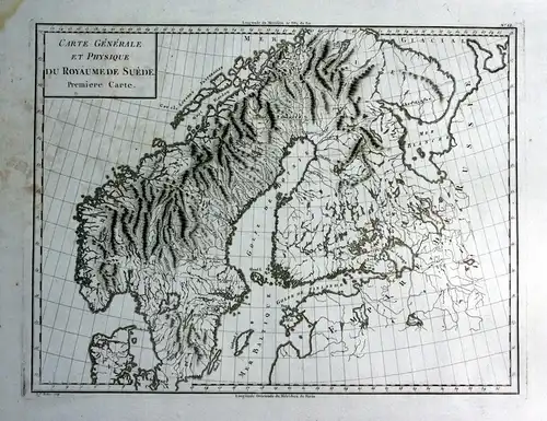Carte generale et physique du royaume de Suede Premiere Carte - Sweden Sverige Norge Norway Russia Karte map K