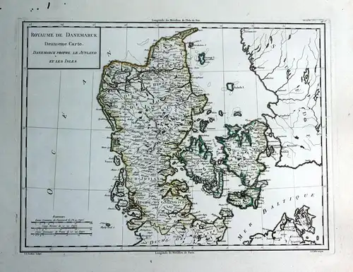 Royaume de Danemarck. Deuxieme Carte. Dannemarck propre Le Jutland et les Isles - Denmark Danmark Seeland Jutl