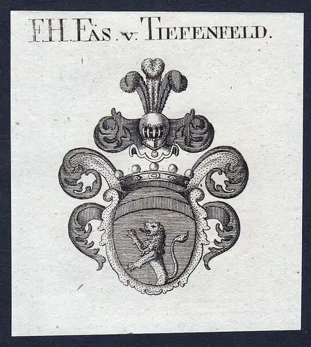 F.H. Fäs v. Tiefenfeld - Fäs Faes von Tiefenfeld Wappen Adel coat of arms Kupferstich  heraldry Heraldik