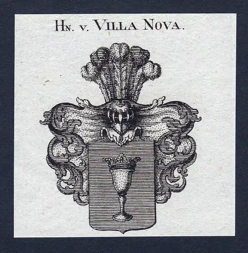 Hn. v. Villa Nova - Villa Nova Villanova Wappen Adel coat of arms Kupferstich  heraldry Heraldik