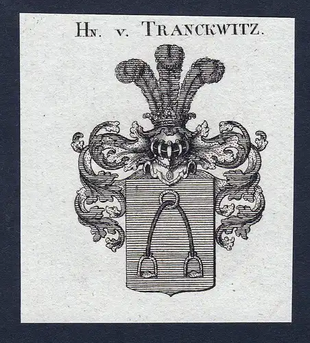 Hn. v. Tranckwitz - Tranckwitz Trankwitz Wappen Adel coat of arms Kupferstich  heraldry Heraldik