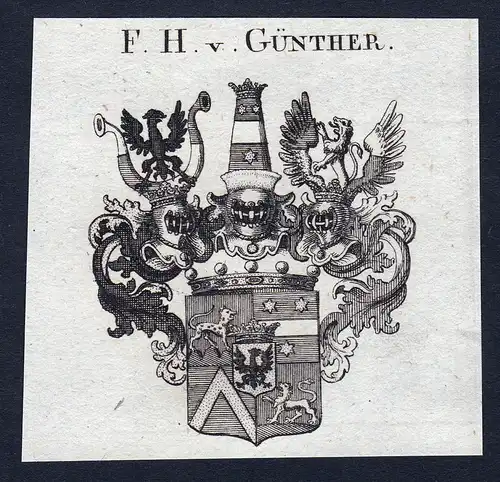 F.H. v. Günther - Günther Guenther Wappen Adel coat of arms Kupferstich  heraldry Heraldik