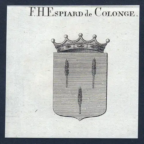 F.H. Espiard de Colonge - Espiard de Colonge Wappen Adel coat of arms Kupferstich  heraldry Heraldik