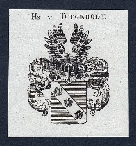 Hn. v. Tütgerodt - Tütgerodt Tuetgerodt Wappen Adel coat of arms Kupferstich  heraldry Heraldik