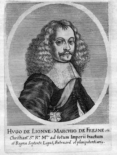 Hugo de Lionne - Hugues de Lionne (1611-1671) Portrait Kupferstich  gravure