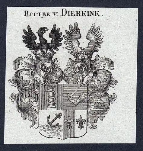 Ritter v. Dierkink - Dierkink Wappen Adel coat of arms Kupferstich  heraldry Heraldik