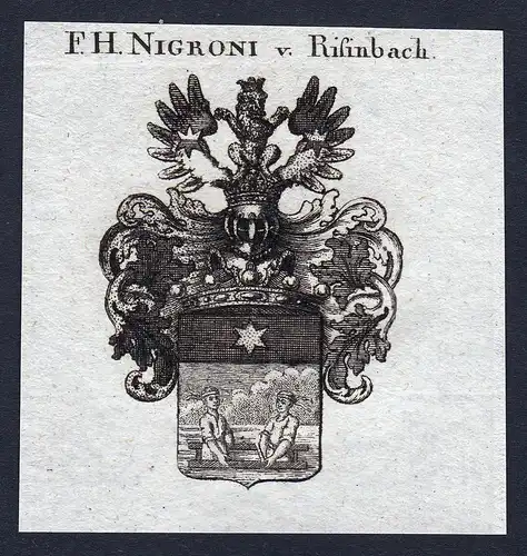 F.H. Nigroni v. Risinbach - Nigroni von Risinbach Wappen Adel coat of arms Kupferstich  heraldry Heraldik