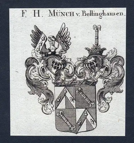 F.H. Münch v. Bellinghausen - Münch-Bellinghausen Muench-Bellinghausen Wappen Adel coat of arms Kupferstich