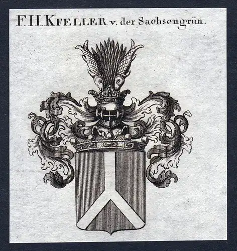 F.H. Kfeller v. der Sachsengrün - Kfeller von der Sachsengrün Sachsengruen Wappen Adel coat of arms Kupferst