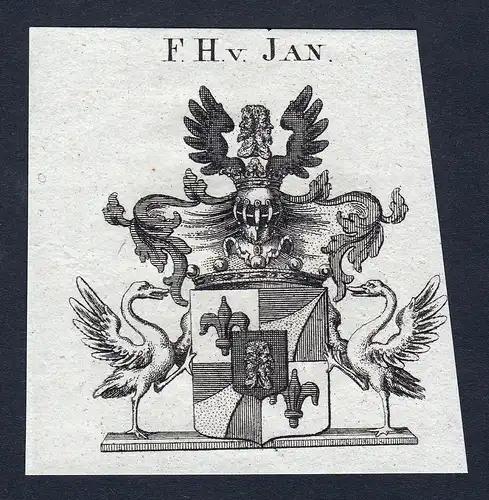 F.H. v. Jan - Jan Wappen Adel coat of arms Kupferstich  heraldry Heraldik