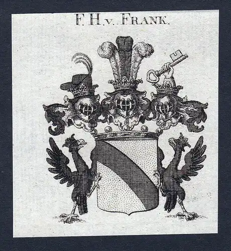 F.H. v. Frank - Frank Franck Wappen Adel coat of arms Kupferstich  heraldry Heraldik