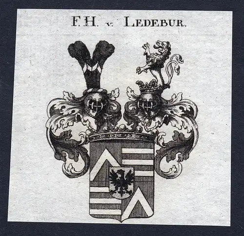 F.H. v. Ledebur - Ledebur Ledebuer Ledebour Wappen Adel coat of arms Kupferstich  heraldry Heraldik