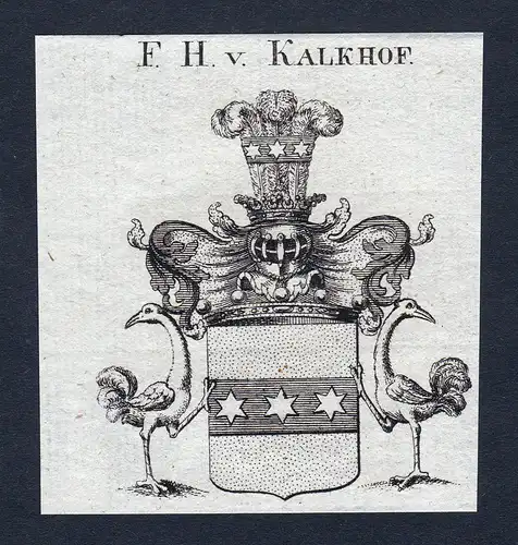 F.H. v. Kalkhof - Kalkhof Kalkhoff Wappen Adel coat of arms Kupferstich  heraldry Heraldik