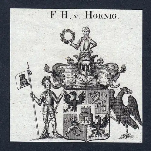 F.H. v. Hornig - Hornig Wappen Adel coat of arms Kupferstich  heraldry Heraldik