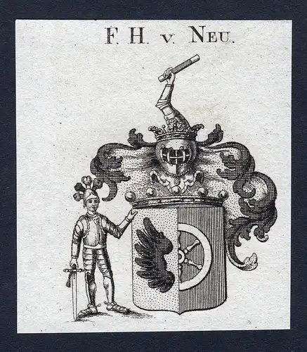 F.H. v. Neu - Neu Wappen Adel coat of arms Kupferstich  heraldry Heraldik