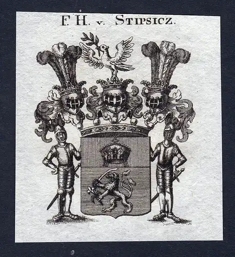 F.H. v. Stipsicz - Stipsicz Wappen Adel coat of arms Kupferstich  heraldry Heraldik
