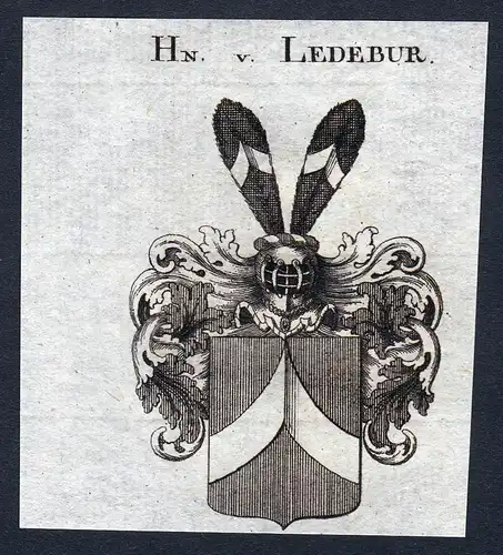 Hn. v. Ledebur - Ledebur Ledebuer Ledebour Wappen Adel coat of arms Kupferstich  heraldry Heraldik