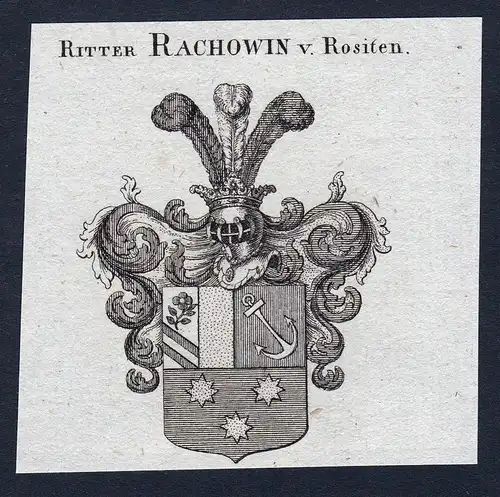 Ritter Rachowin v. Rositen - Rachowin von Rositen Wappen Adel coat of arms Kupferstich  heraldry Heraldik