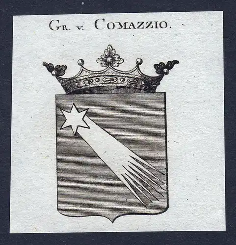 Gr. v. Comazzio - Comazzio Wappen Adel coat of arms Kupferstich  heraldry Heraldik