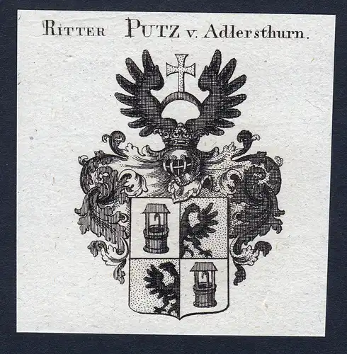 Ritter Putz v. Adlersthurn - Adlersthurn Wappen Adel coat of arms Kupferstich  heraldry Heraldik