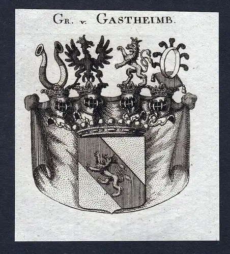 Gr. v. Gastheimb - Gastheimb Wappen Adel coat of arms Kupferstich  heraldry Heraldik