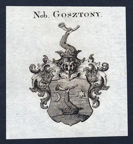 Nob. Gosztony - Gosztony Wappen Adel coat of arms Kupferstich  heraldry Heraldik