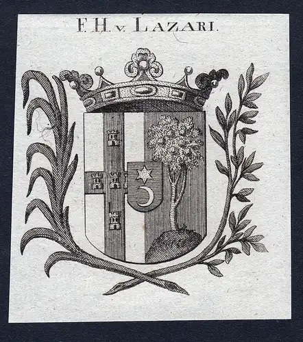 F. Hn. v. Lazari - Lazari Wappen Adel coat of arms heraldry Heraldik