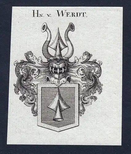 Hn. v. Werdt - Werdt Bern Wappen Adel coat of arms Kupferstich heraldry Heraldik engraving
