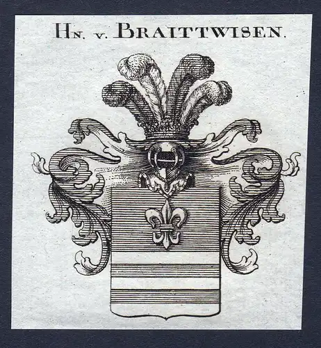 Hn. v. Braittwisen - Braittwisen Wappen Adel coat of arms Kupferstich  heraldry Heraldik