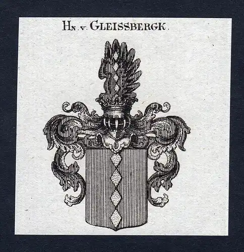 Hn. v. Gleissbergk - Gleissbergk Gleissberg Wappen Adel coat of arms Kupferstich heraldry Heraldik engraving
