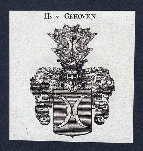 Hn. v. Gehoven - Gehoven Gehofen Wappen Adel coat of arms Kupferstich heraldry Heraldik engraving