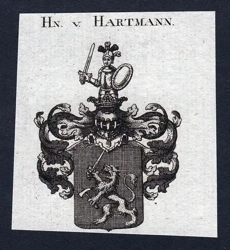 Hn. v. Hartmann - Hartmann Wappen Adel coat of arms Kupferstich heraldry Heraldik engraving