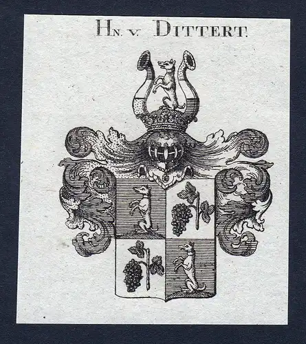 Hn. v. Dittert - Dittert Wappen Adel coat of arms Kupferstich heraldry Heraldik engraving