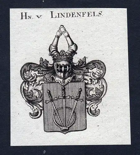 Hn. v. Lindenfels - Lindenfels Franken Oberpfalz Wappen Adel coat of arms Kupferstich heraldry Heraldik engrav
