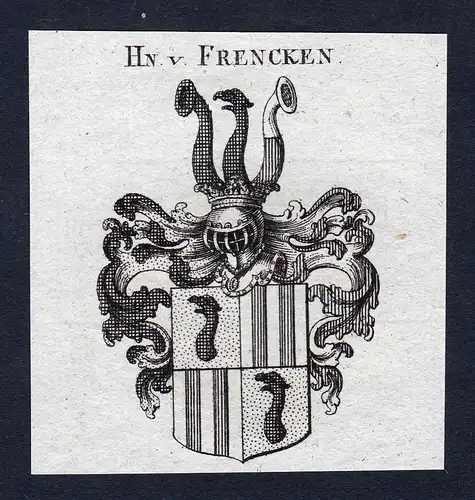 Hn. v. Frencken - Frencken Frenken Wappen Adel coat of arms Kupferstich heraldry Heraldik engraving