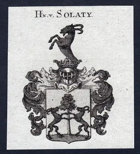 Hn. v. Solaty - Solaty Solati Wappen Adel coat of arms Kupferstich heraldry Heraldik engraving