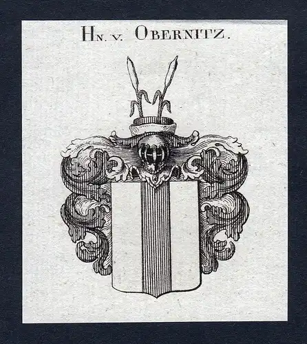 Hn. v. Obernitz - Obernitz Thüringen Osterland Wappen Adel coat of arms Kupferstich heraldry Heraldik engravi