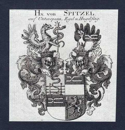 Hn. von Spitzel - Spitzel Spitzl Wappen Adel coat of arms Kupferstich heraldry Heraldik engraving