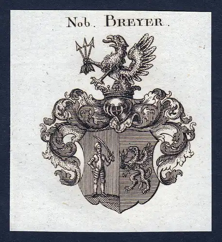 Nob. Breyer - Breyer Wappen Adel coat of arms Kupferstich  heraldry Heraldik