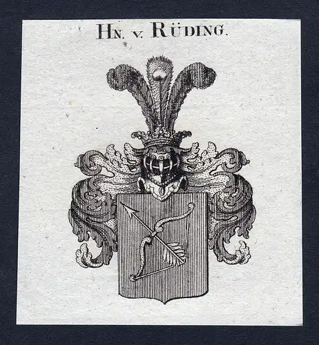 Hn. v. Rüding - Rüding Rueding Wappen Adel coat of arms Kupferstich heraldry Heraldik engraving
