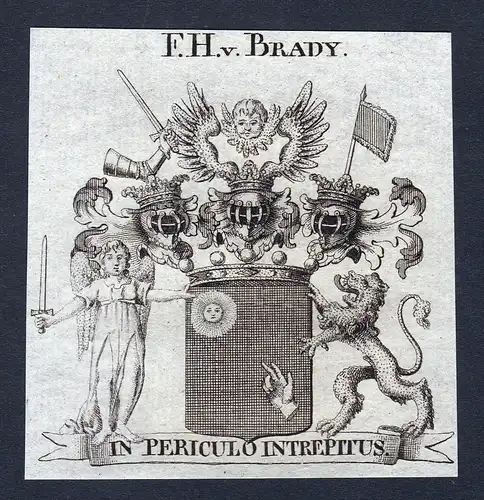 F.H. v. Brady - Brady Wappen Adel coat of arms Kupferstich  heraldry Heraldik