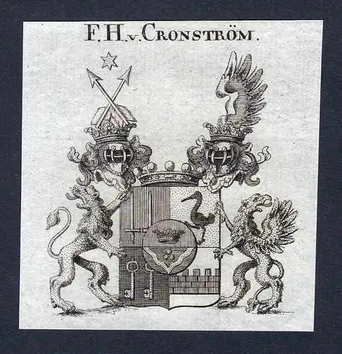 F.H. v. Cronström - Cronström Cronstroem Wappen Adel coat of arms Kupferstich  heraldry Heraldik
